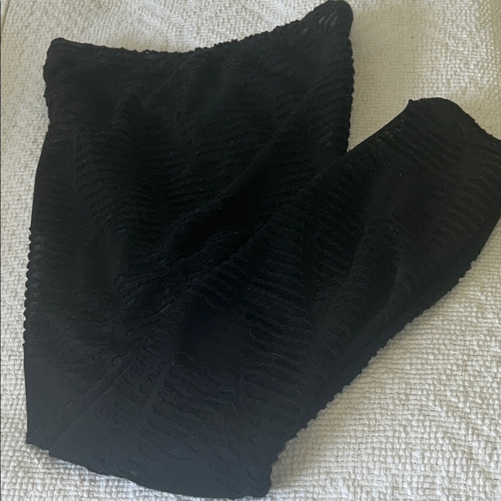 Black Textured Shear Leggings